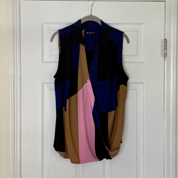 INC International Concepts Macy’s Color Block Drape Front Tank Size 1X - Picture 1 of 3
